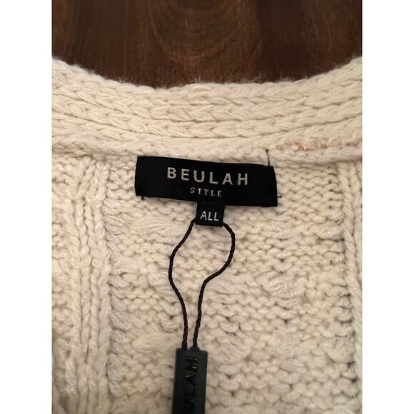 NWT Beulah Style Brielle Champagne Cable Knit Gold Metallic Cardigan Size All - Picture 7 of 14